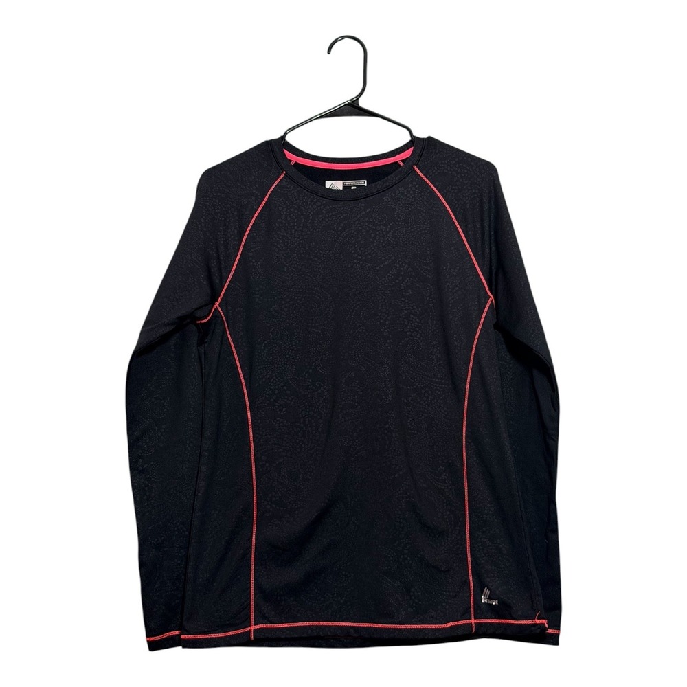 RBX Performance Athletic Top Long Sleeve Black Pink Paisley Thumbhole Size Large